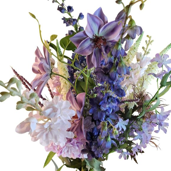 Artificial Purple & Lavender Flower Bouquet Hand-Tied Arrangement Stunning Displ - Picture 1 of 16